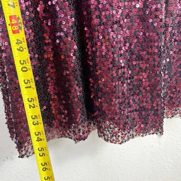 Betsy & Adam Sequin Sleeveless V-neck Maxi Evening Dress Gown in burgundy size 4 - Picture 14 of 16
